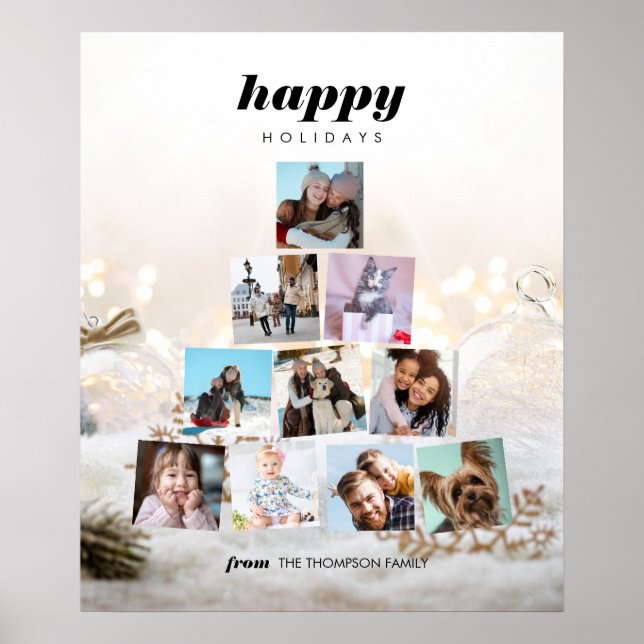 Helgdag Family Julgran fotokollage Poster (Framsidan)
