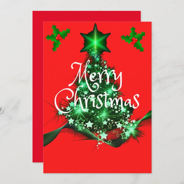 Helgdag Family Julgran Julkort (Fram/baksida)