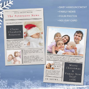 Helgdag Family News Papper Photo Baby annons Inbjudningar