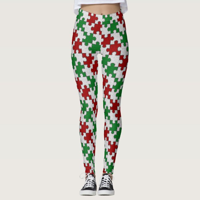 Helgdag Färg Jigszawa Biet Leggings (Framsida)