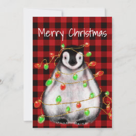 Helgdag Festive Penguin, twinkle red grönt ljus Julkort