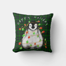 Helgdag Festive Penguin, twinkle red grönt ljus Kudde