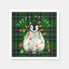 Helgdag Festive Penguin, twinkle red grönt ljus Pappersservett
