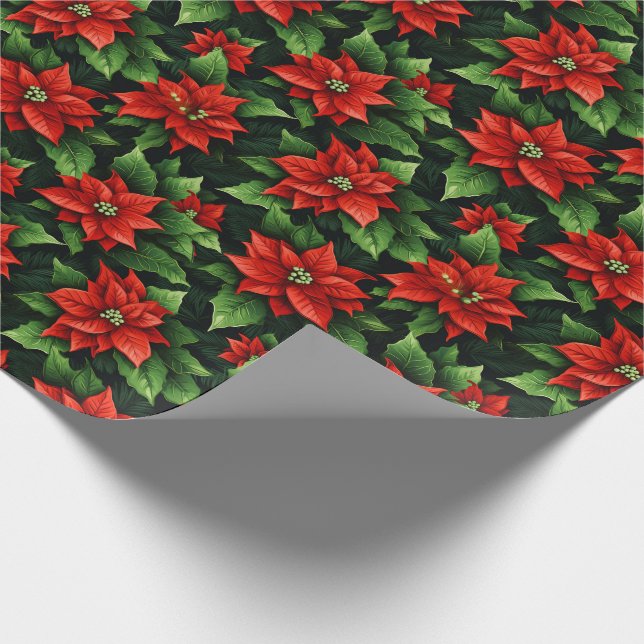 Helgdag Figursätta Pappra poinsettias Presentpapper (Hörn)