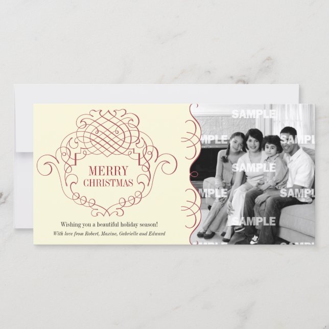 Helgdag Filigree Ornamental-fotokort Julkort (Framsida)