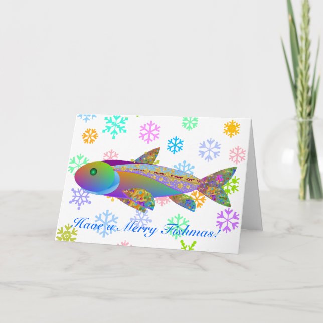 Helgdag Fiskar och färglöst Snöflingor Helgkort (Framsida)