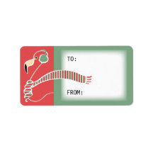 Helgdag flamingo-presentetikett