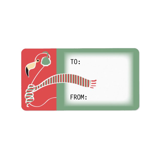 Helgdag flamingo-presentetikett adressetikett (Framsidan)