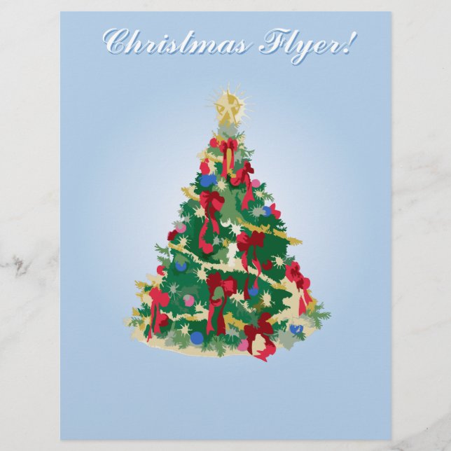 Helgdag Flyer: Färgfull Julgran Reklamblad (Framsidan)