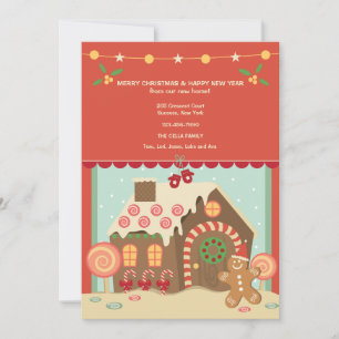 Helgdag Flytta Announement Gingerbröd House Julkort
