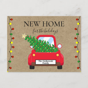 Helgdag Flytta New Home Rustic Red Lastbil Vykort