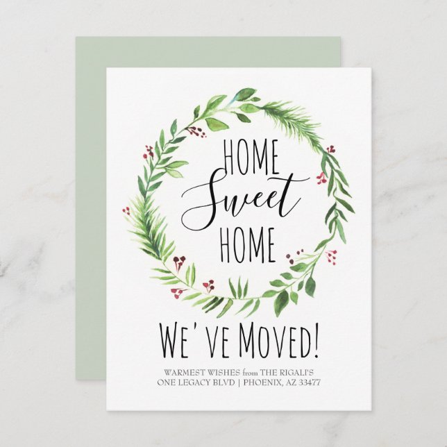 Helgdag Flytta och nya hemmeddelanden Inbjudningar (Fram/baksida)