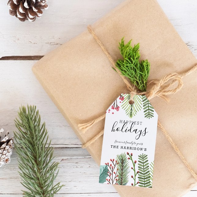 Helgdag Foliage-Personligen Presentetikett (Holiday Foliage Christmas Personalized Gift Tags)