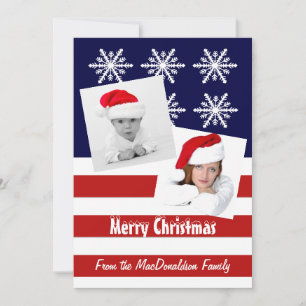 Helgdag för amerikansk flagga-fotomall julkort
