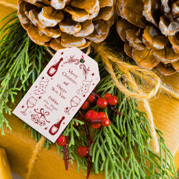 Helgdag för anpassningsbar av Cute Red quirky dood Presentetikett