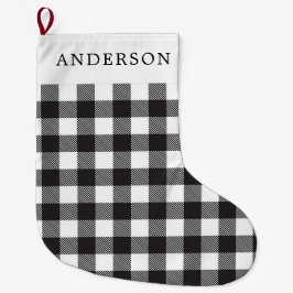 Helgdag för anpassningsbar Svartvitt buffelkontrol Stor Julstrumpa