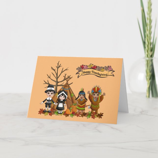 helgdag för barn på thanksgivingen helgkort (Framsida)