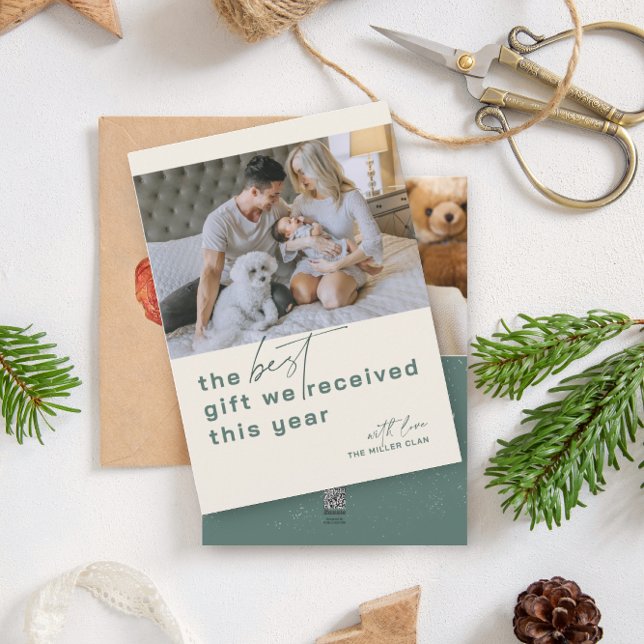 Helgdag för bästa presentationsfoto-Grönt - födels Julkort (Skapare uppladdad)