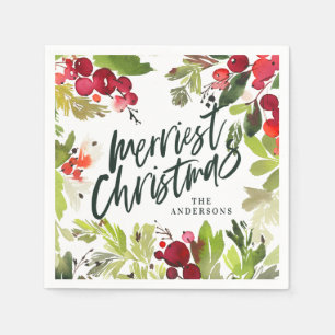 Helgdag för blommigt av bästa julfärg pappersservett