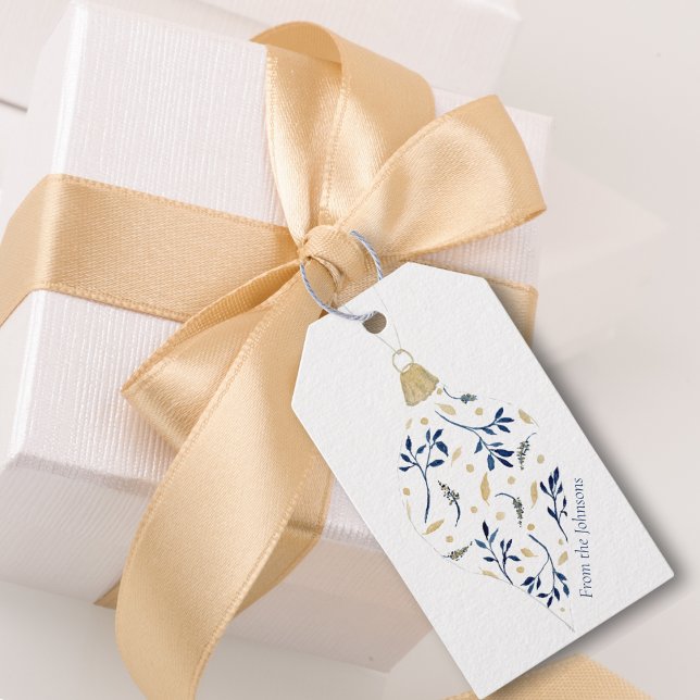 Helgdag för Blommigt av vattenfärg för elegant Blu Presentetikett (Skapare uppladdad)