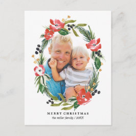 Helgdag för Blommigt av vattenfärg i chic, oval Helg Vykort