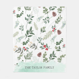 Helgdag för botanisk Blommigt under julafton Fleecefilt