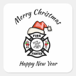 Helgdag för brandsläckare i Santa Fire Dept Fyrkantigt Klistermärke