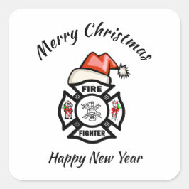 Helgdag för brandsläckare i Santa Fire Dept Fyrkantigt Klistermärke