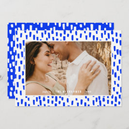 Helgdag för Bright Blue Dash Photo Ram Julkort