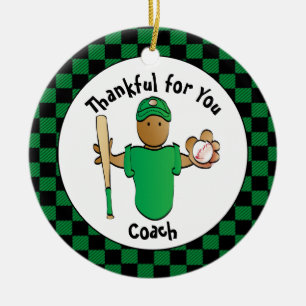 Helgdag för budgetstöd för Tack Baseball Coach Julgransprydnad Keramik