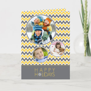 Helgdag för Chevron Mönster-familjen (gult/grått) Helgkort