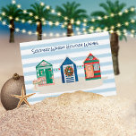 Helgdag för "Coastal Beach Warm Önskemål Beach Hut Julkort<br><div class="desc">Nautical Boutique Co. har tre vattenfärgsstrand som dekorerats för helgdagarna och är inställd på att matcha helgdag med blå vattenfärg rand. Den omvända sidan har ett anpassade nautiskt hälsning. #Nautical #Coastaljul #Helgdagar #NauticalHolidays</div>