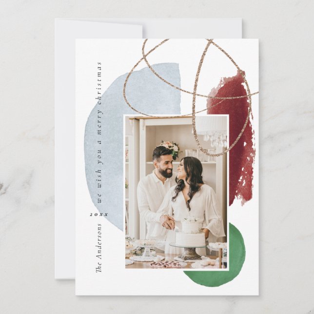 Helgdag för dagens geometriska foto i Guld Julkort (Framsida)