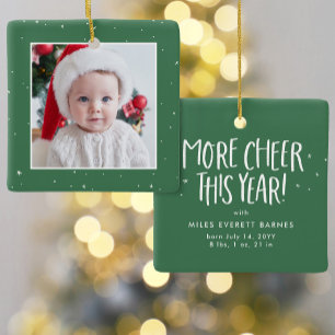 Helgdag för den söta baby-fotofoto-grönten i jul julgransprydnad keramik