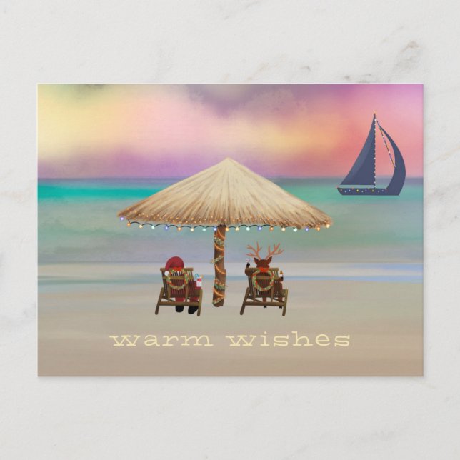 Helgdag för den tropiska ön Santa Reindeer Helg Vykort (Framsida)