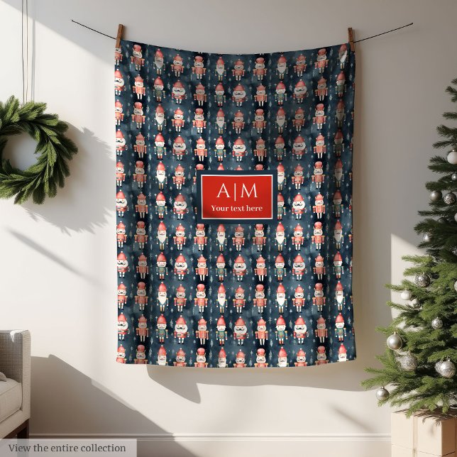 helgdag för eget namn för trendigets vattenfärgsmu fleecefilt (Trendy watercolor nutcracker custom name holiday Fleece Blanket )