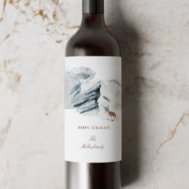 Helgdag för Elegant av skogsskog i solobergen Vinflaska Etikett