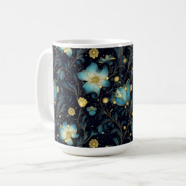 Helgdag för elegant Blue & Guld Blommigt Kaffemugg