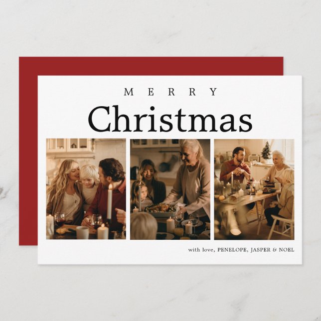 Helgdag för enkel Elegant-kollage-julkort Julkort (Fram/baksida)