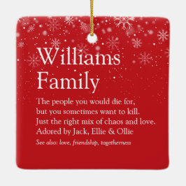 Helgdag för familjedefinition i god jul julgransprydnad keramik