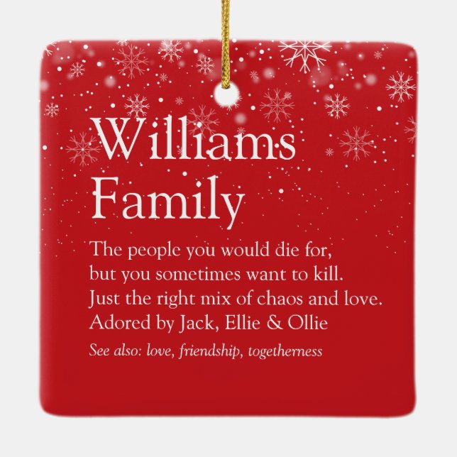 Helgdag för familjedefinition i god jul julgransprydnad keramik (Baksida)