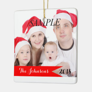 Helgdag för Family Jul Photo Anpassningsbar Julgransprydnad Keramik
