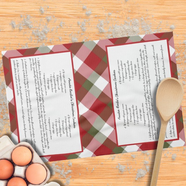 Helgdag för Family Recipe Keepsaké Red Grönt Play Kökshandduk (Skapare uppladdad)