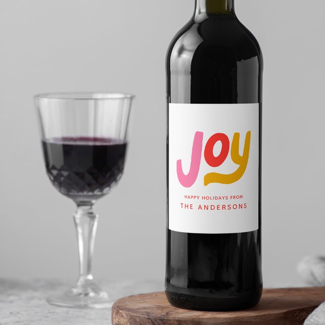 Helgdag för färgstark modern joy-Personlig Vinflaska Etikett (Skapare uppladdad)