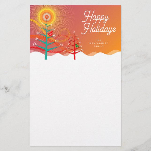 Helgdag för färgstarka Julgranar-Chickar,  Brevpapper (Framsida)