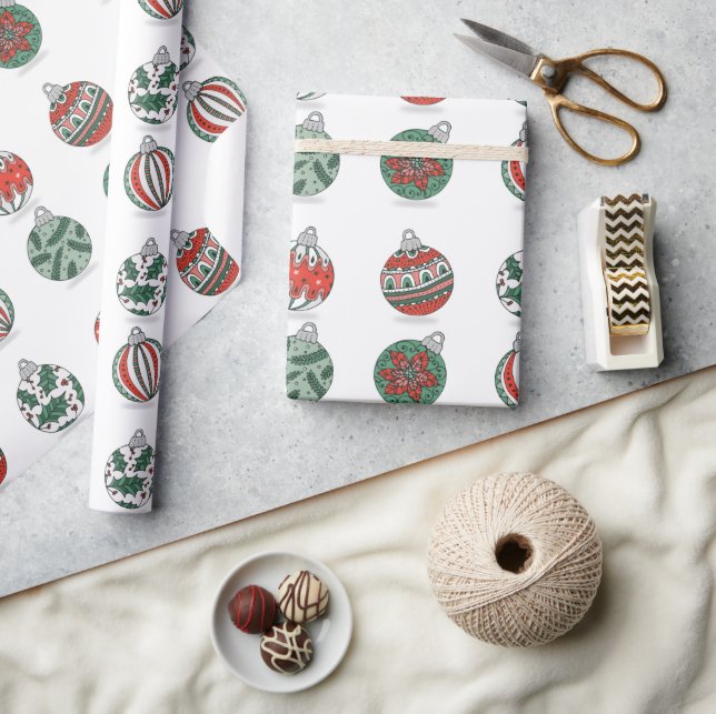 Helgdag för färgstarka julprydnader presentpapper (Hantverk)