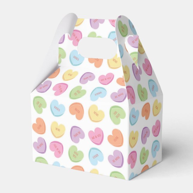 Helgdag för färgstarka Valentine Candy Hearts Bord Presentaskar (Framsidan Sidan)