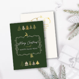 Helgdag för Festive Bow & Chic Träd Doodle-Grönt Julkort