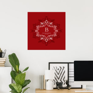 Helgdag för Festive Foliage Deco Ram Monogram Poster