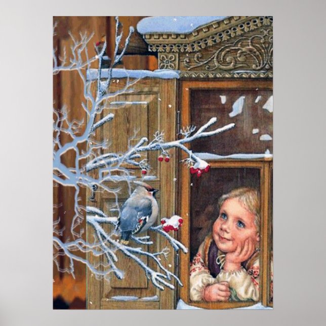 helgdag för festlig årgång Julflicka Poster (Framsidan)